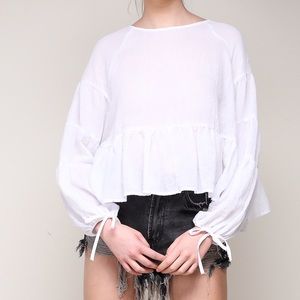 Mustard seed eyed flare sleeve top